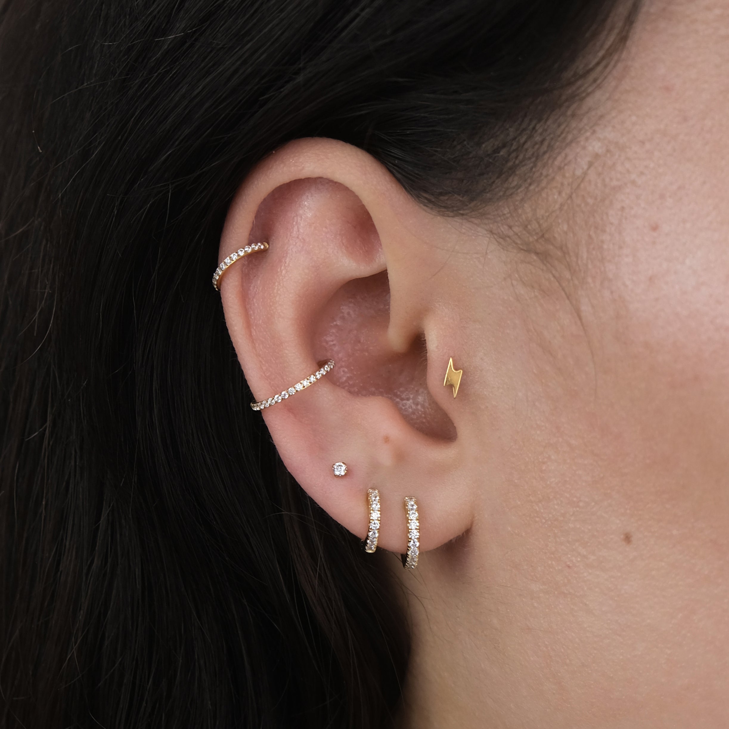 Lightning Bolt Threadless Cartilage Stud