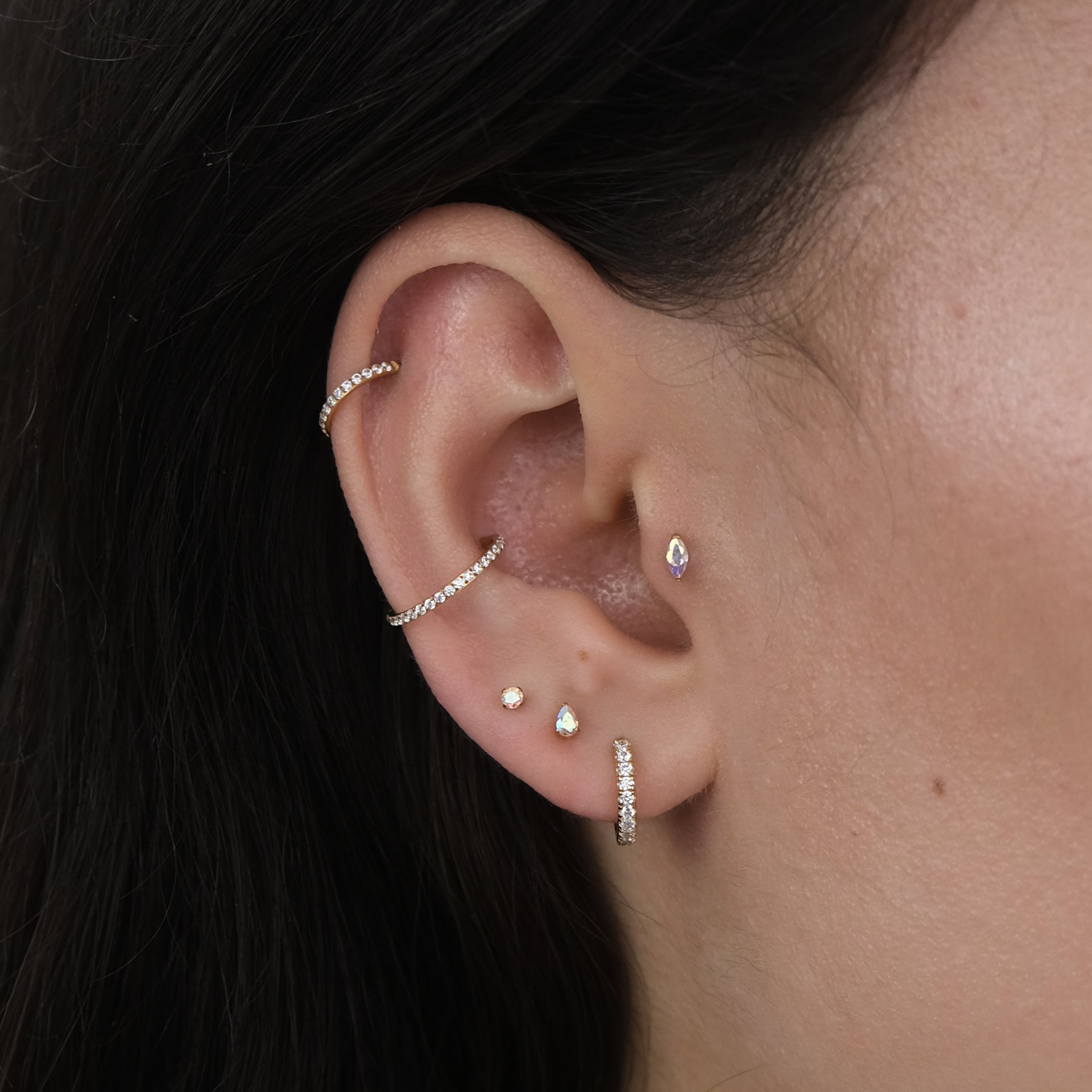 Mystic Marquise Solitaire Cartilage Stud | Threadless | 16g | ASTM F136 Titanium | Hypoallergenic