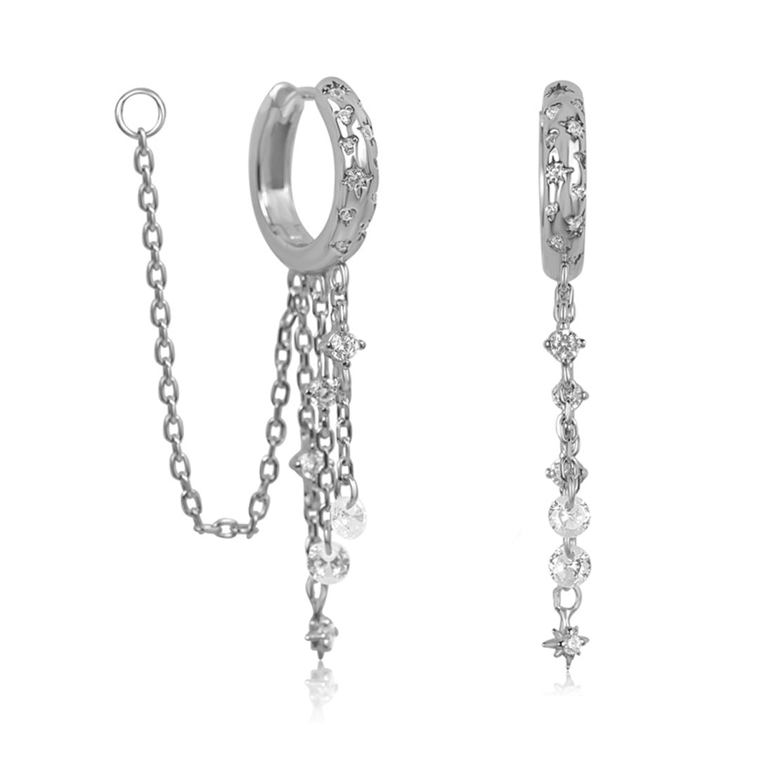 SOLEIA Waterfall Huggie Hoops (with chain)
