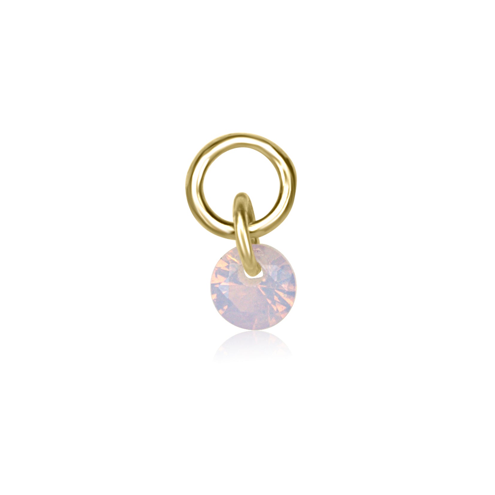 Tiny Solitaire Crystal Charm - Pink Opal
