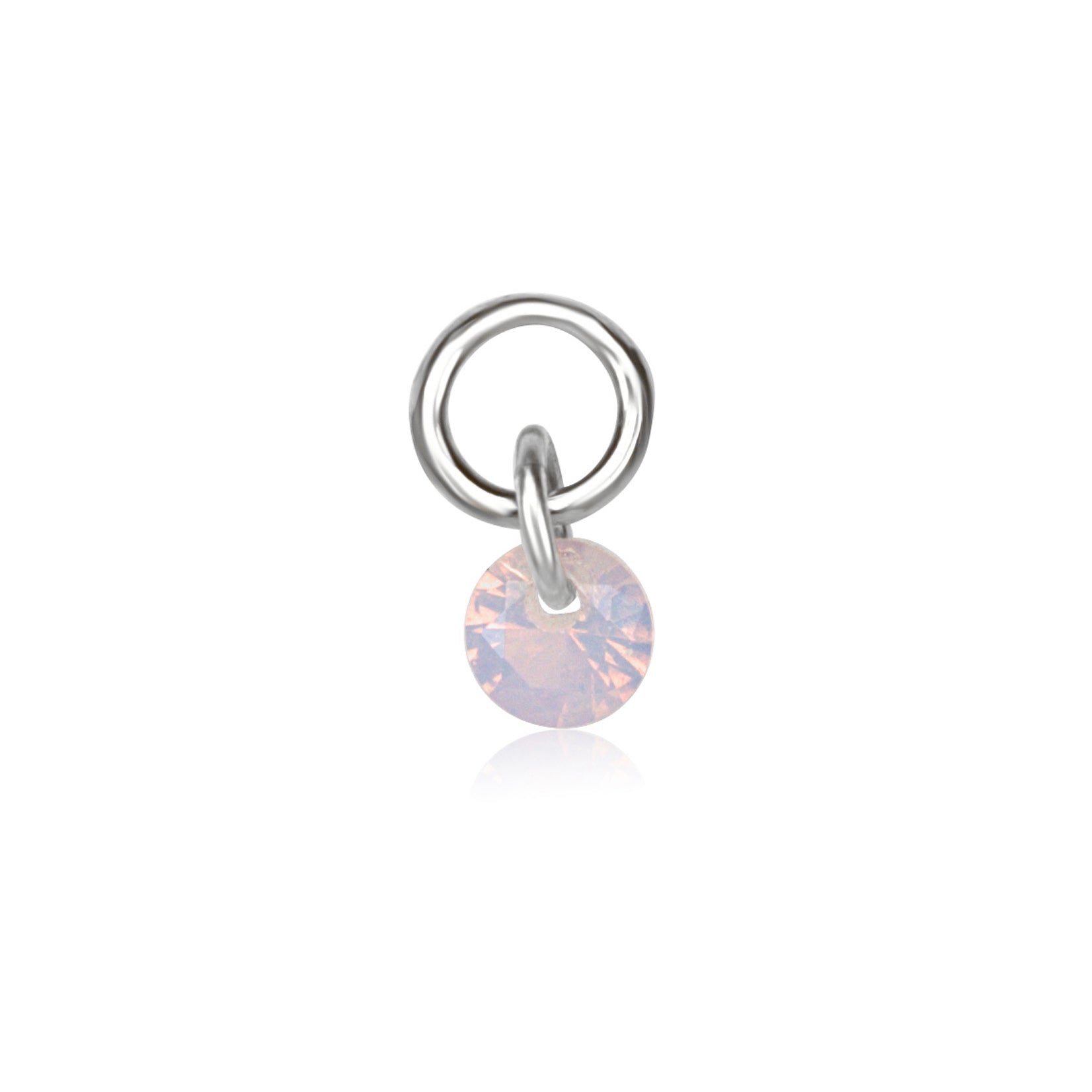 Tiny Solitaire Crystal Charm - Pink Opal