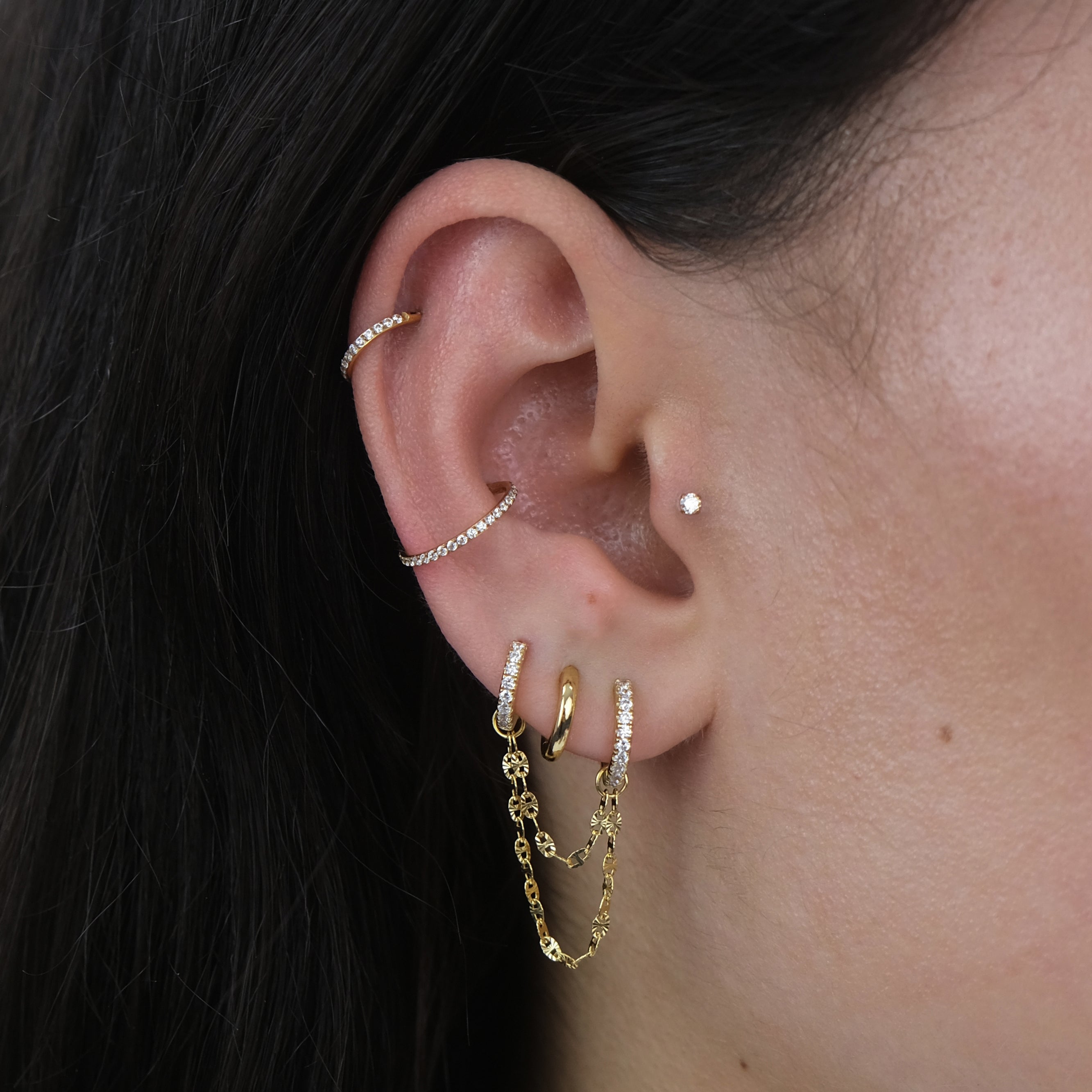 Shimmer Layered Earring Chain