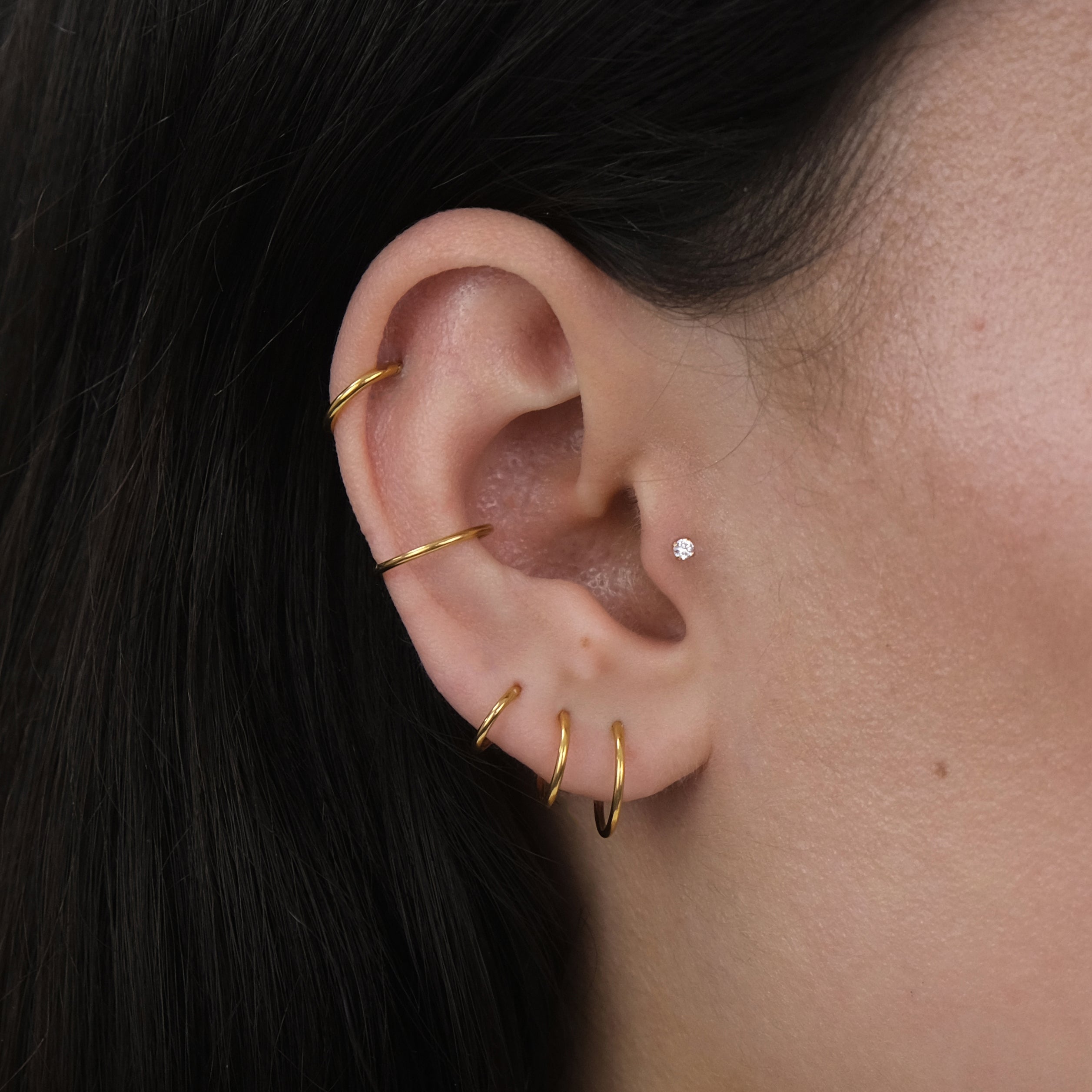 16g Titanium Ear Cartilage Piercing Hoop | Hypoallergenic & Waterproof | Gold