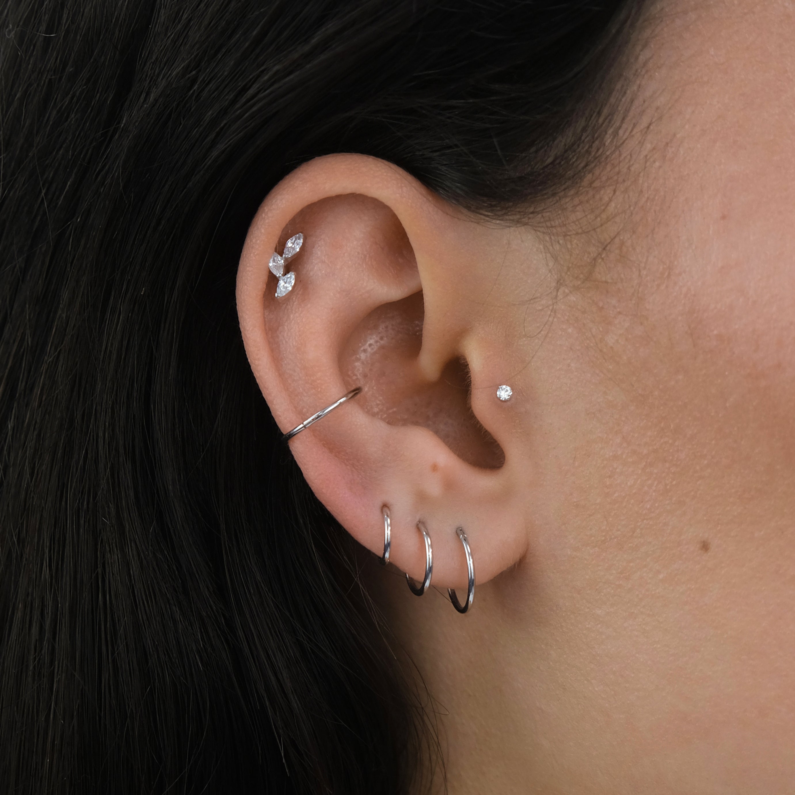 16g Titanium Ear Cartilage Piercing Hoop | Hypoallergenic & Waterproof | Silver