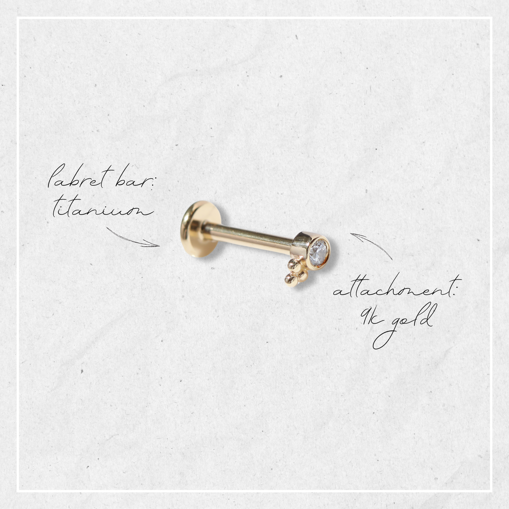 Tiny Crystal Earring | Threadless Cartilage Stud For Helix Piercing | 9K Gold & Titanium