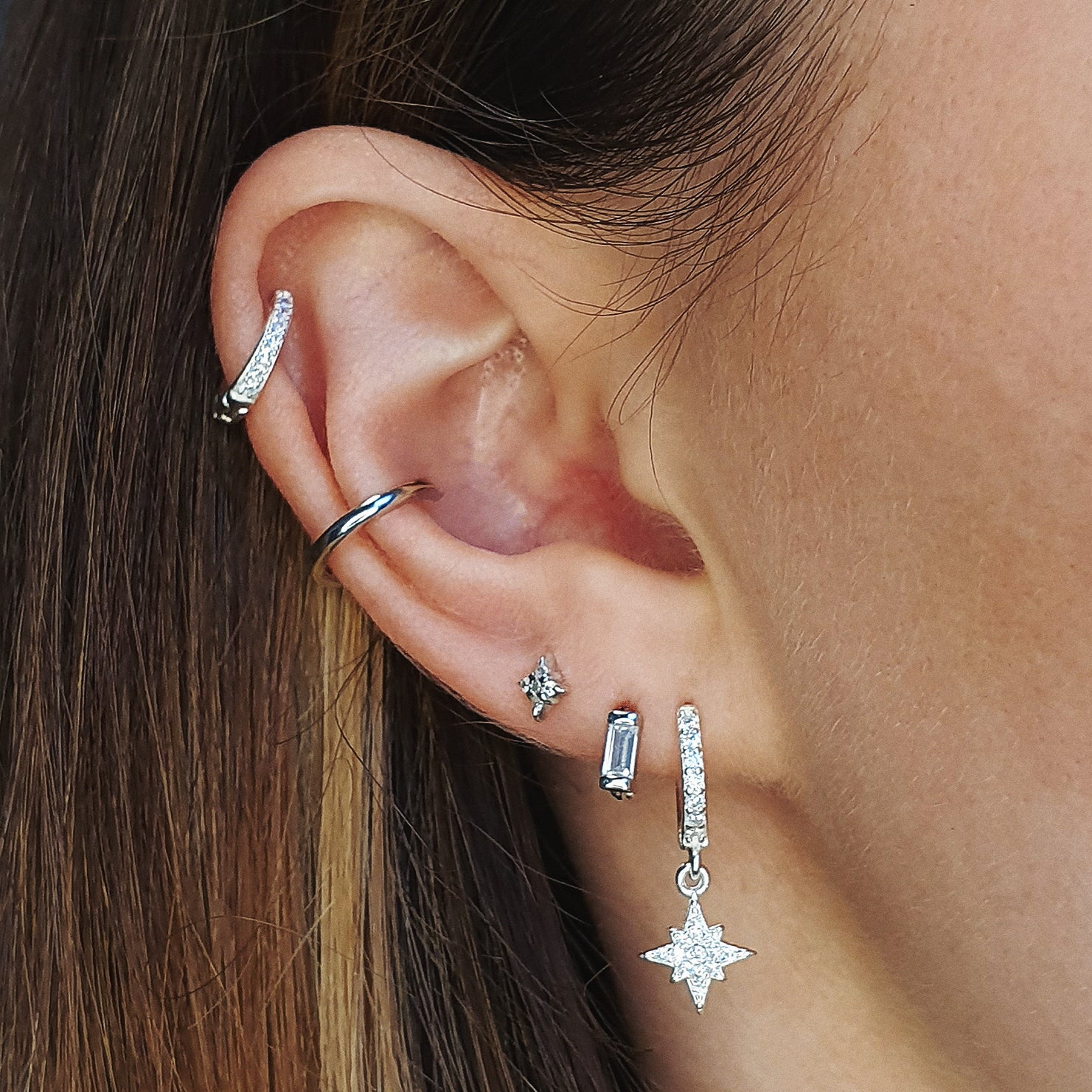 Plain silver store ear cuff