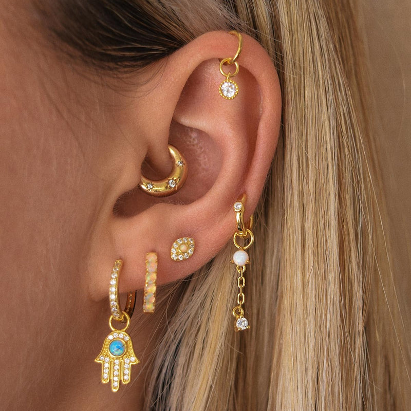 Opal Dangle Chain Earring Charm For Huggie Hoops | Single Charm