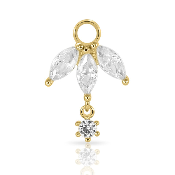 Marquise Crystal Dangle Earring Charm Sterling Silver | Single Charm