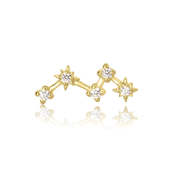 Constellation Flat Back Labret Stud - 14K Solid Yellow Gold