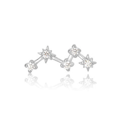 Constellation Flat Back Labret Stud - 14K Solid White Gold