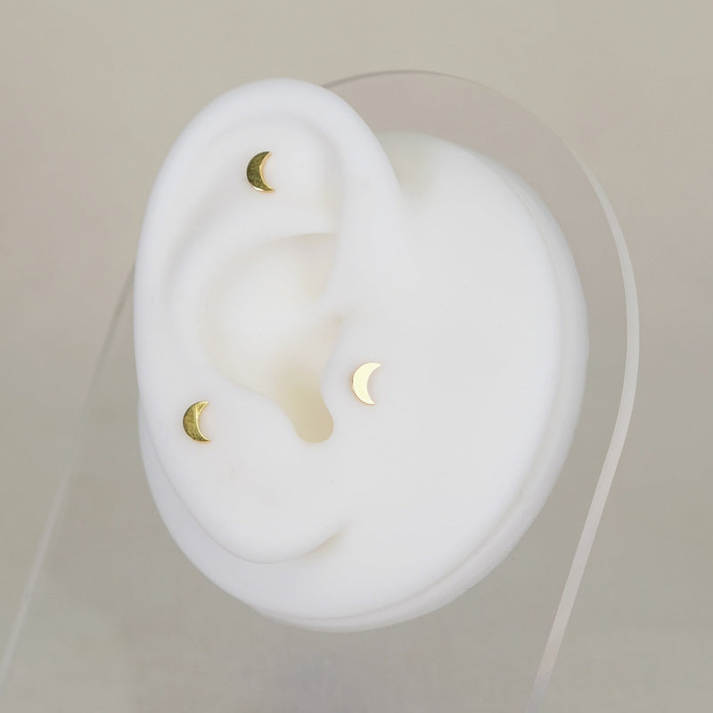 Implant Grade Titanium Moon Labret Earring Internally Threaded