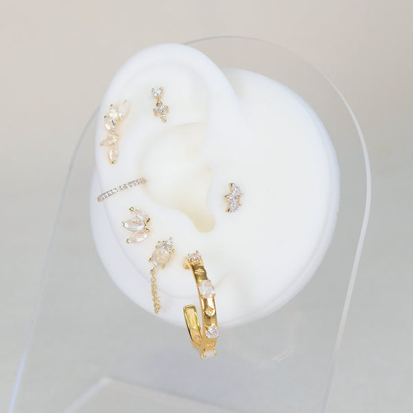 Moonstone & Crystal Gemstone Hoop Earrings