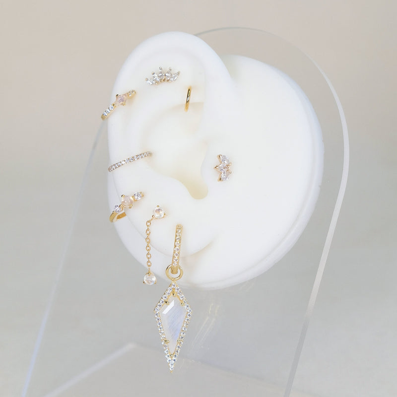 Moonstone Kite Earring Charm 925 Sterling Silver | Single Charm