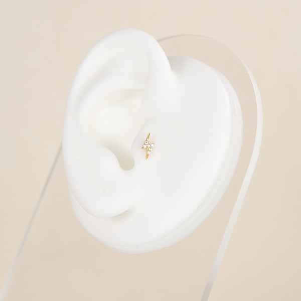Trinity Crystal Curved Rook Barbell 14K Yellow Gold – Crystal Heaven London