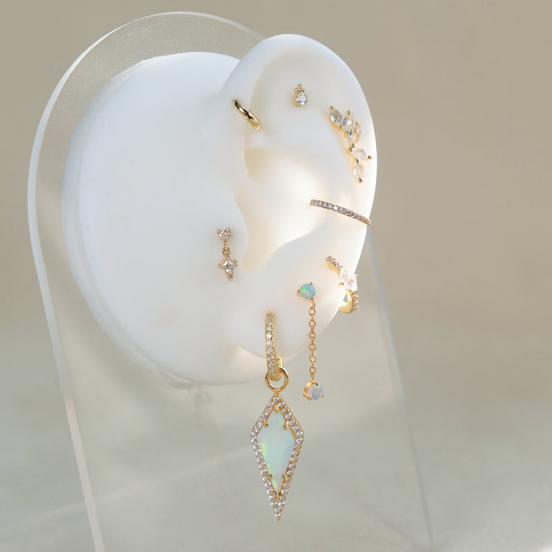Opal Gemstone Kite Earring Charm 925 Sterling Silver | Single Charm