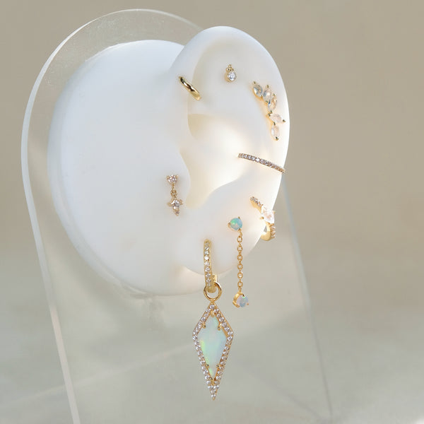 Opal Drop Stud Earrings Sterling Silver