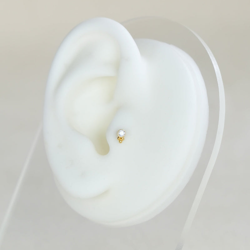 Beaded Crystal Flat Back Labret Stud Earring Internally Threaded 