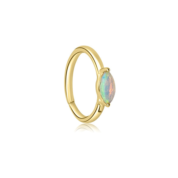 Opal Gemstone Conch Piercing Hoop 10mm - 14K Solid Yellow Gold 