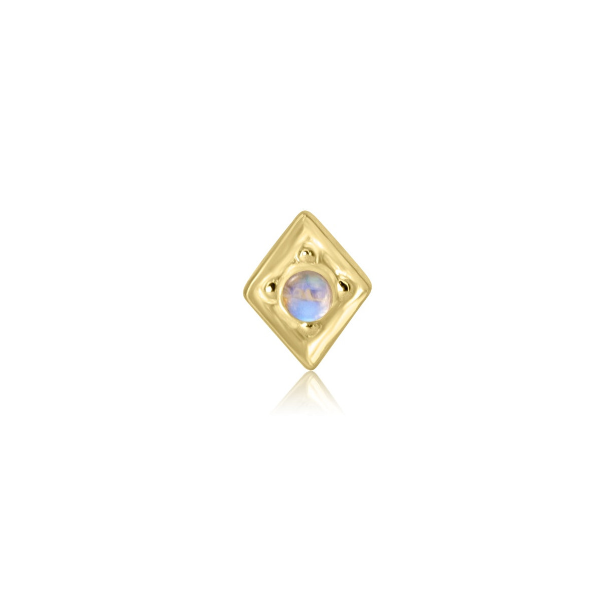 Moonstone Gemstone Tragus Labret Piercing Stud - 14K Solid Yellow Gold