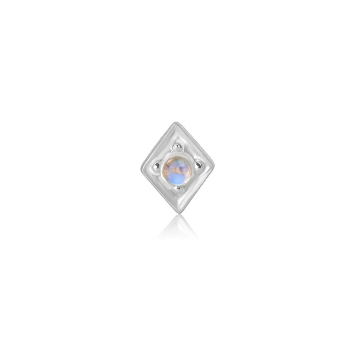 Moonstone Gemstone Tragus Labret Piercing Stud - 14K Solid White Gold