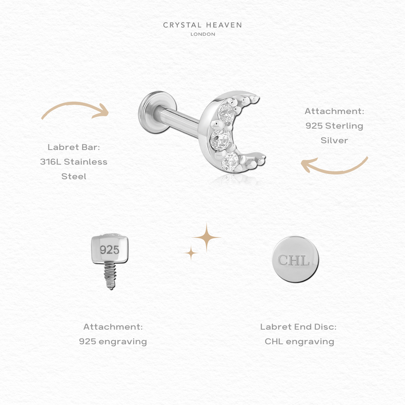 Marquise Flat Back Labret Stud Earring Internally Threaded