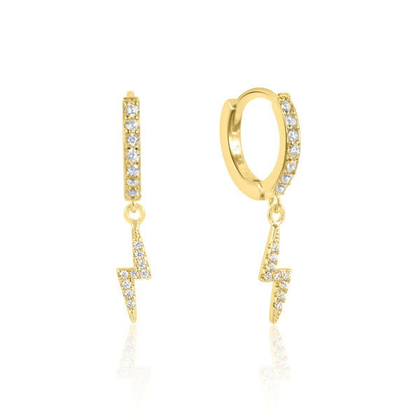 Lightning Bolt Huggie Hoop Earrings Sterling Silver