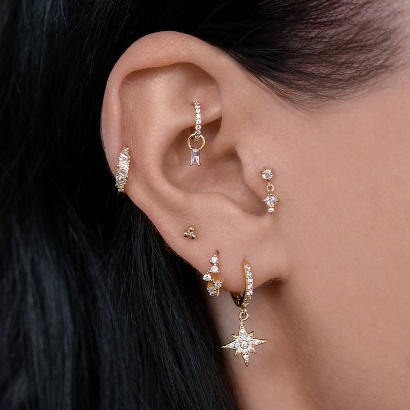Trinity Flat-Back Piercing 9K Gold and ASTM F136 Titanium