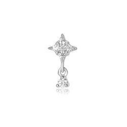 Starburst North Star Dangle Labret Stud - 14K Solid White Gold
