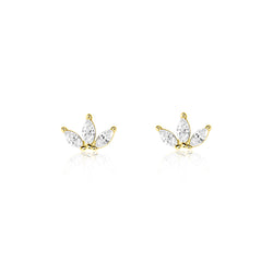 Lotus Marquise Crystal Stud Earring Sterling Silver