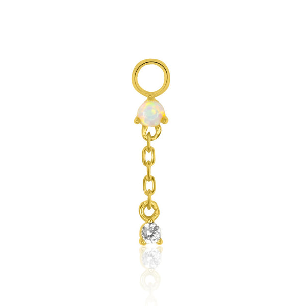 Opal Dangle Chain Earring Charm For Huggie Hoops | Single Charm