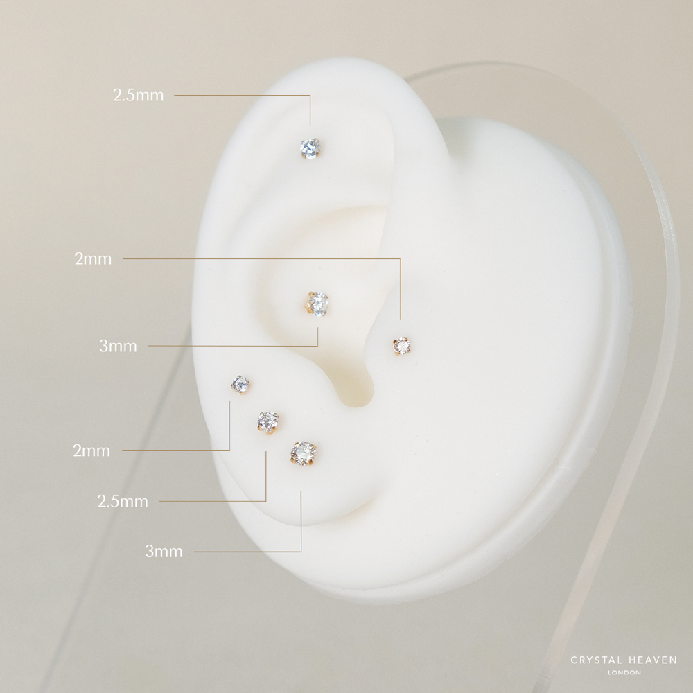 Implant Grade Titanium Solitaire Crystal Labret Internally Threaded