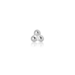 Trinity Bead Tragus Helix Labret Piercing Stud - 14K Solid White Gold