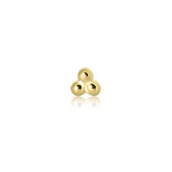 Trinity Bead Tragus Helix Labret Piercing Stud - 14K Solid Yellow Gold