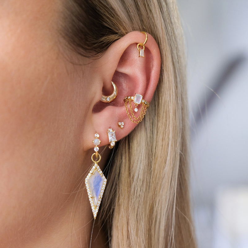 Stacked Crystal Huggie Hoop Earrings